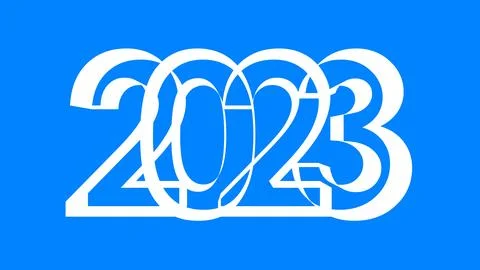 Paper thin 2023 text on blue background. Happy New Year Card. Stock Photos