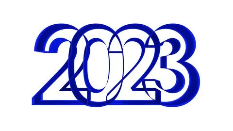 Paper thin 2023 text on white background. Happy New Year Card. Stock Photos