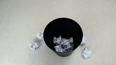 Paper Thrown into Bin Stock Footage 89293235