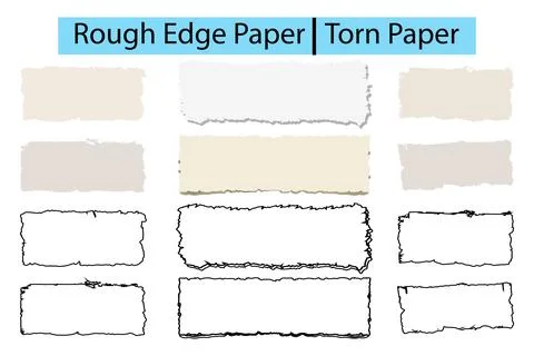 Paper torn edges, Rectangle torn paper vector, Rough edge rectangle frame 库存插图