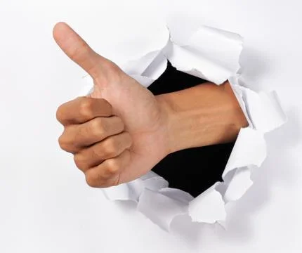 Paper torn with hand Stock Illustration