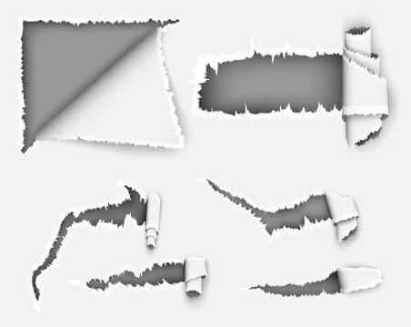 Paper torn hole in the paper sheet Stock Illustration