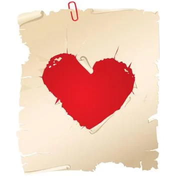 Paper torn in the shape of heart. elements for valentine`s day design Stock Illustration