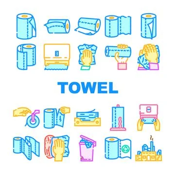 Paper towel kitchen roll tissue icons set vector Stock Illustration