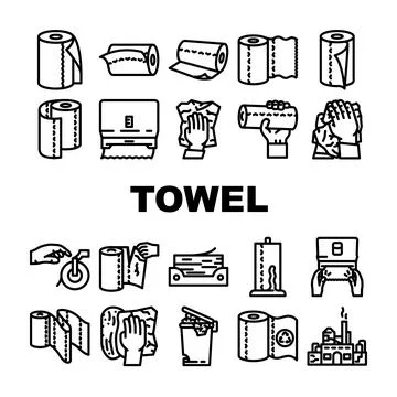 Paper towel kitchen roll tissue icons set vector Stock Illustration