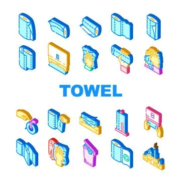 Paper towel kitchen roll tissue icons set vector Stock Illustration