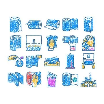 Paper towel kitchen roll tissue icon hand drawn Stock Illustration