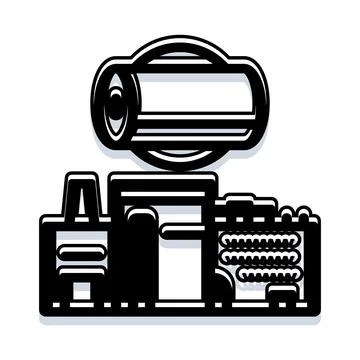 Paper towel roll entering automatic dispenser icon Stock Illustration