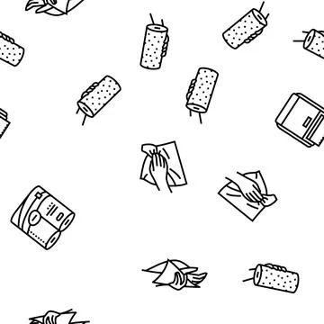 Paper towel roll kitchen vector seamless pattern Stock Illustration