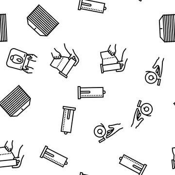 Paper towel roll kitchen vector seamless pattern Stock Illustration