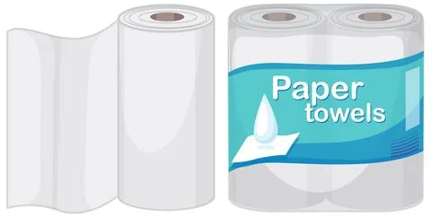 Paper Towel Rolls with Packaging Vector Illustration Stock Illustration