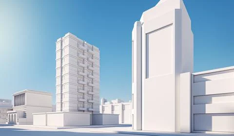 Paper toy city model, regular street view. Stock Illustration