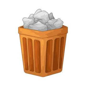Paper in trash bin illustration Stock Illustration