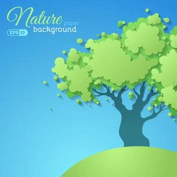 Paper tree background. Illustrazione stock