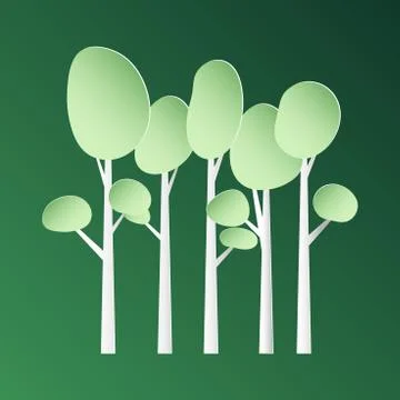 Paper tree flat vector icon. Tree forest illustration background. Nature busi 스톡 일러스트