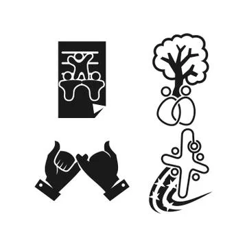 Paper tree Hand Commitment Teamwork Together Black Logo Stockillustratie