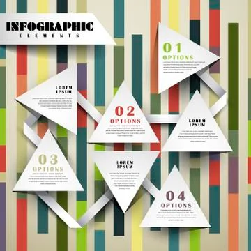 Paper triangle flowchart infographic elements Stock Illustration