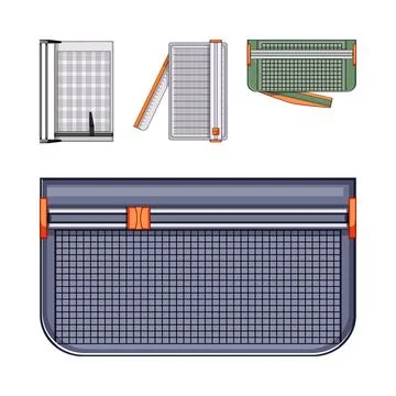 Paper trimmers with different designs for cutting documents Stock Illustration