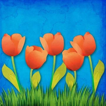 Paper tulips Stock Illustration