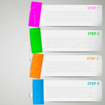 Paper tutorial strips with color stickers eps10 vector illustrat Stock Illustration