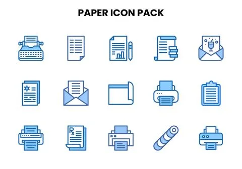 Paper Two Colour Bundle Icons Pack Illustrazione stock