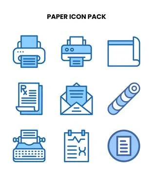 Paper Two Colour Set Icons Pack Illustrazione stock