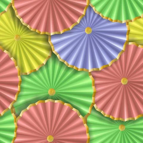 Paper umbrellas abstract seamless pattern Stock Illustration