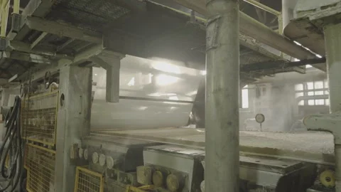 Paper undergoes drying process in cardboard factory workshop Stock Footage 290516157