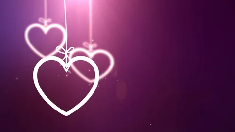 Paper valentine hearts falling down hanging on string pink background Stock Footage 96239029