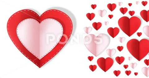 Paper Valentines hearts Stock Illustration
