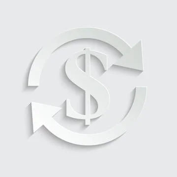 Paper Vector icon dollar  . Exchange of dollar currency. dollar  sign. vector Stock Illustration