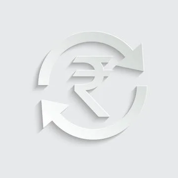 Paper Vector icon Indian Rupee. Exchange of Indian Rupee currency. Indian Rup Stock Illustration