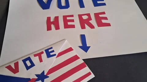 Paper vote here sign with flag envelope motion animation footage Stock Footage 341700599