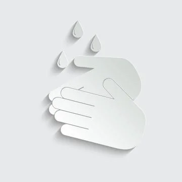 Paper wash hands vector icon. stop covid 19,  coronavirus Stock Illustration