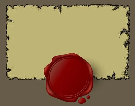 Paper with wax seal Stock Illustration