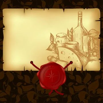 Paper with wax seal Stock-Illustration
