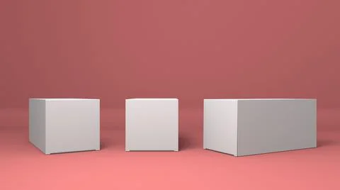 Paper white box 3D illustration mock up. Great for packaging design isolated on Stock Illustration