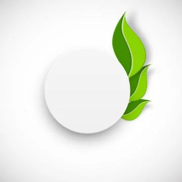 Paper white circle with leaves Stock Illustration