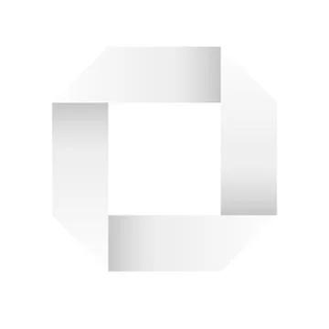 Paper white infinite ribbon loop folded in a shape of square. 3D-like vector Stock Illustration