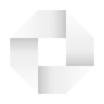 Paper white infinite ribbon loop folded in a shape of square. 3D-like vector Illustrazione stock