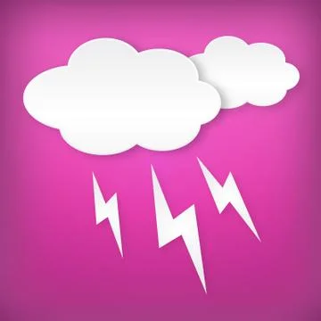 Paper white lightning clouds width on blue background. Isollated from backgro イラスト素材