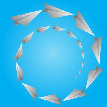 Paper white plane. The beginning of the way. Illustrazione stock