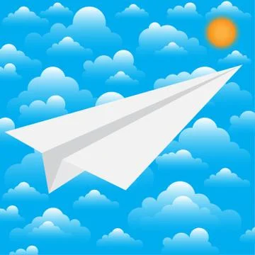 Paper white plane. The beginning of the way. Stock Illustration