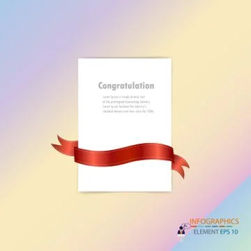 Paper white with red ribbon background Stock Illustration