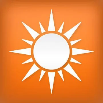Paper white sun on orange background. Isolated from background. Layered. イラスト素材