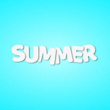Paper white text with the name summer. White paper letters. Vector illustra.. Stock Illustration