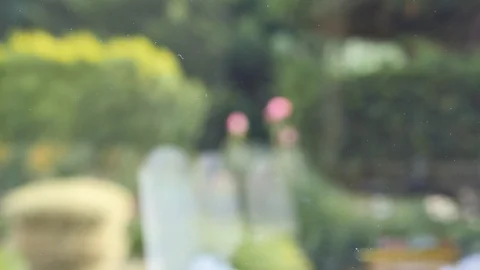 Paper on a window with an information message about vacation Video stock 93267369