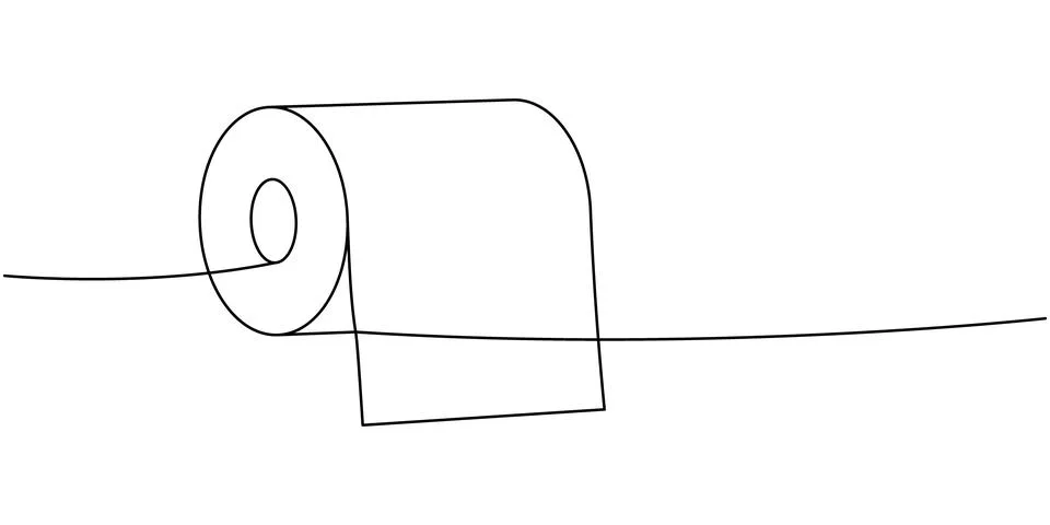 Paper wipe one line continuous drawing. Tissue roll. Vector illustration Stock Illustration