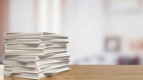 The paper on wood table for Background or Business concept 3d rendering. Stock Illustration