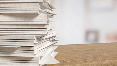 The paper on wood table for Background or Business concept 3d rendering. Stock Illustration